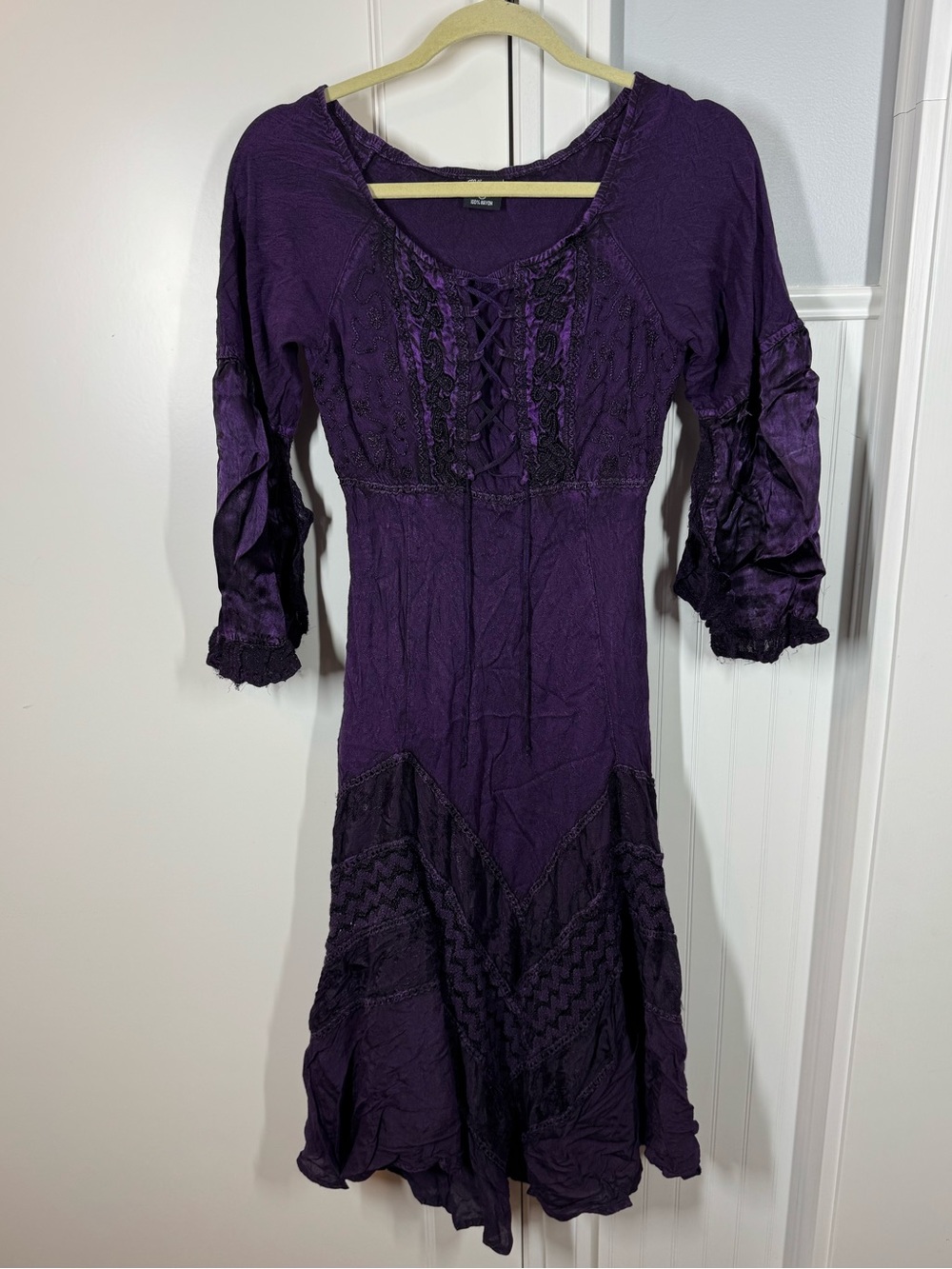 My Choice Purple Ren Faire Whimsigoth Fairycore Medieval Midi Dress lace up sz s